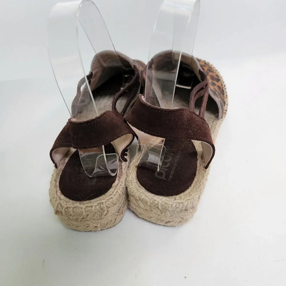 Picon Made In Spain Leopard Print Leather Espardrilles Size 8